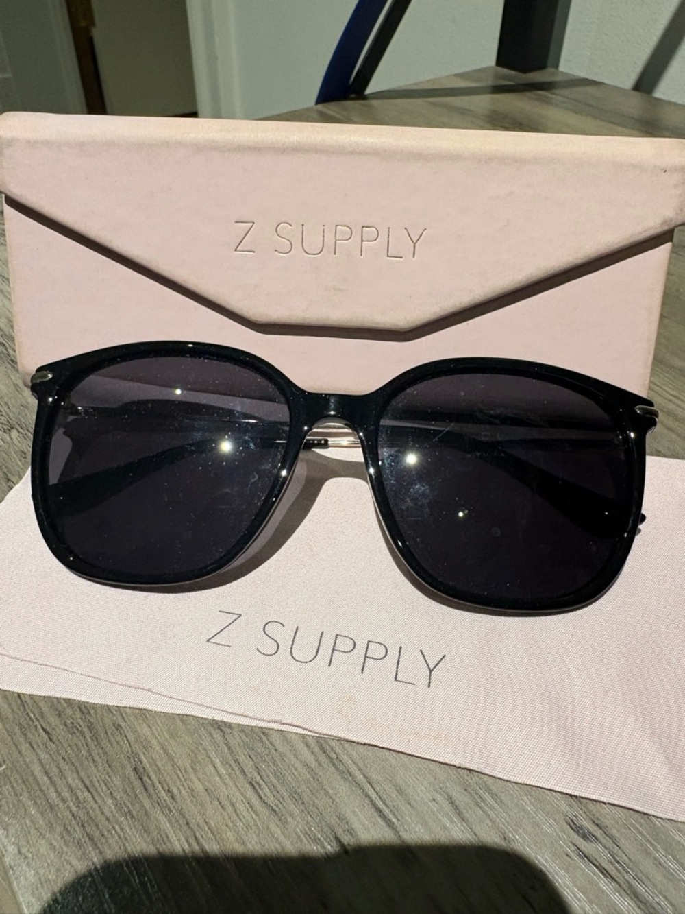 Z Supply Black Oversized Square Sunglasses